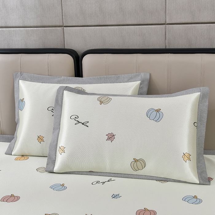 91家纺网 家纺一手货源 找家纺 小牛席业 2026新款加厚款碳光凉感印花冰丝席凉席席子 小号南瓜