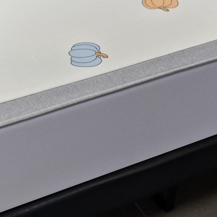 91家纺网 家纺一手货源 找家纺 小牛席业 2026新款加厚款碳光凉感印花冰丝席凉席席子(床笠款） 小号南瓜