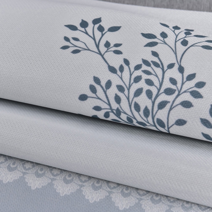 91家纺网 家纺一手货源 找家纺 小牛席业 2026新款加厚款碳光凉感印花冰丝席凉席席子(床笠款） 清新叶语-灰