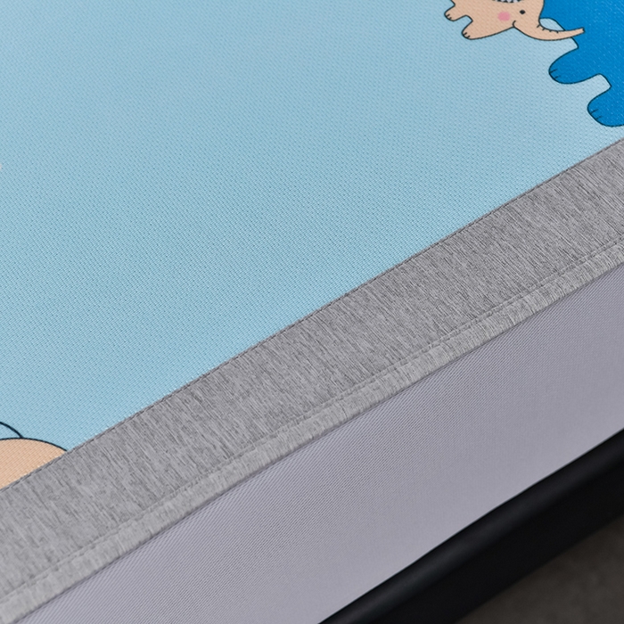 91家纺网 家纺一手货源 找家纺 小牛席业 2026新款加厚款碳光凉感印花冰丝席凉席席子(床笠款） 可爱小象