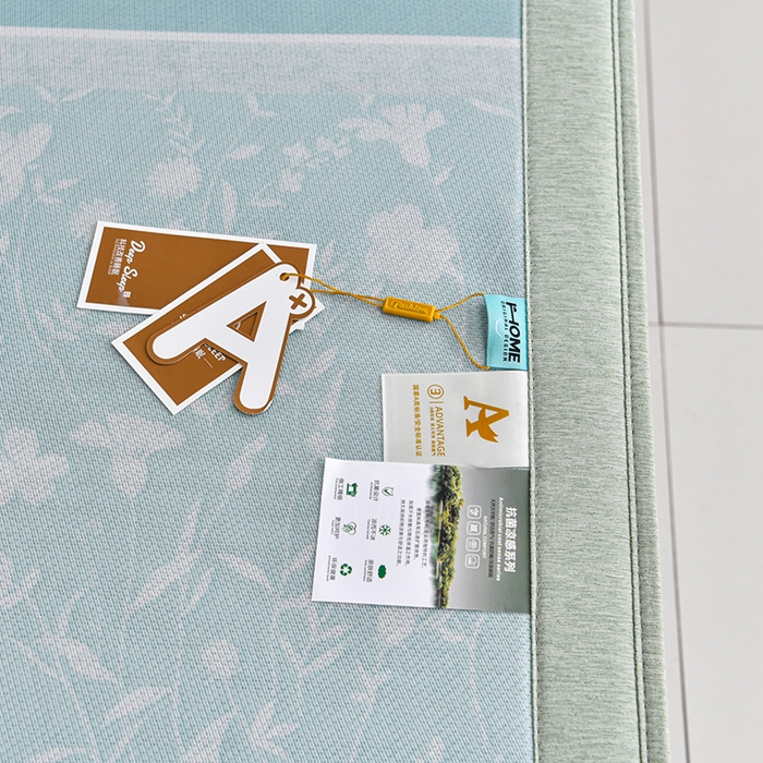 91家纺网 家纺一手货源 找家纺 小牛席业 2026新款加厚款碳光凉感印花冰丝席凉席席子(床笠款） 琉璃叶语-绿色