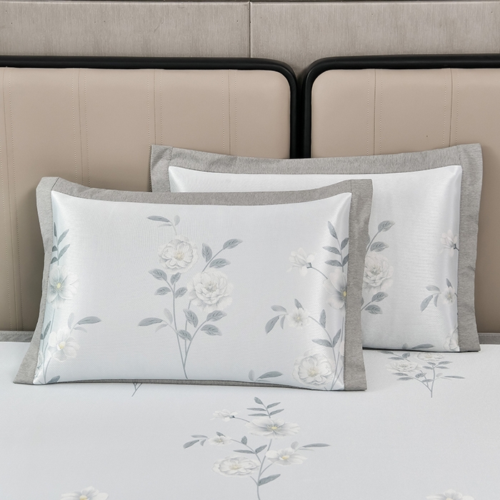 91家纺网 家纺一手货源 找家纺 小牛席业 2026新款加厚款碳光凉感印花冰丝席凉席席子(床笠款） 清新玫瑰