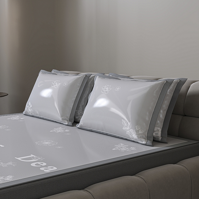 91家纺网 家纺一手货源 找家纺 （总）小牛席业 2026新款PE凉感轻奢赫本提花冰丝席凉席席子