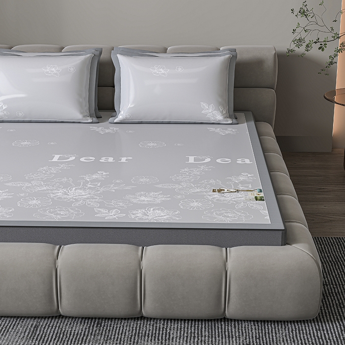 91家纺网 家纺一手货源 找家纺 （总）小牛席业 2026新款【建模风格】PE清新叶语冰丝席席子凉席-床笠款凉席藤席冰藤席冰丝席竹席乳胶席豆豆席