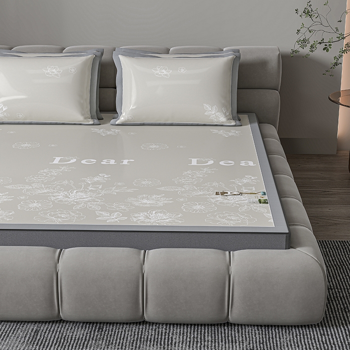 91家纺网 家纺一手货源 找家纺 （总）小牛席业 2026新款PE凉感轻奢赫本提花冰丝席凉席席子