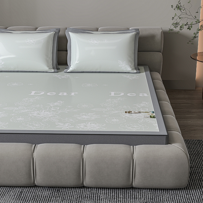 小牛席业 2026新款PE凉感轻奢赫本提花冰丝席凉席席子 抹茶