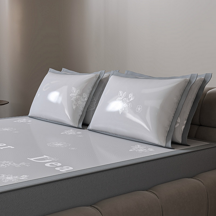 91家纺网 家纺一手货源 找家纺 （总）小牛席业 2026新款PE凉感轻奢赫本提花冰丝席凉席席子（床笠款）