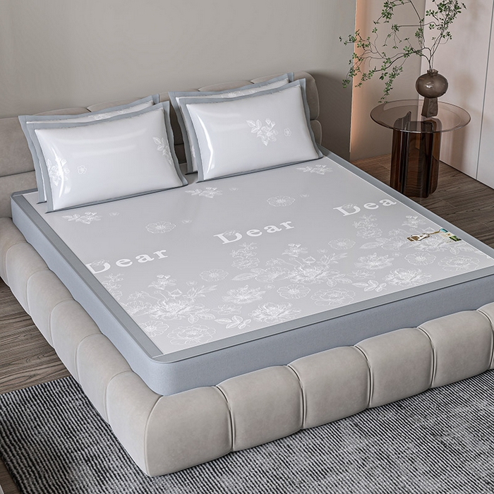 91家纺网 家纺一手货源 找家纺 （总）小牛席业 2026新款PE凉感轻奢赫本提花冰丝席凉席席子（床笠款）