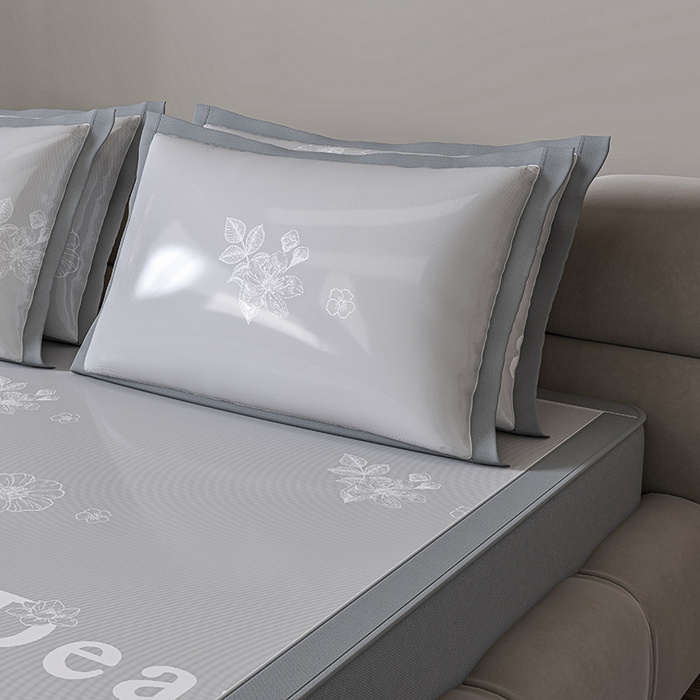 91家纺网 家纺一手货源 找家纺 （总）小牛席业 2026新款PE凉感轻奢赫本提花冰丝席凉席席子（床笠款）