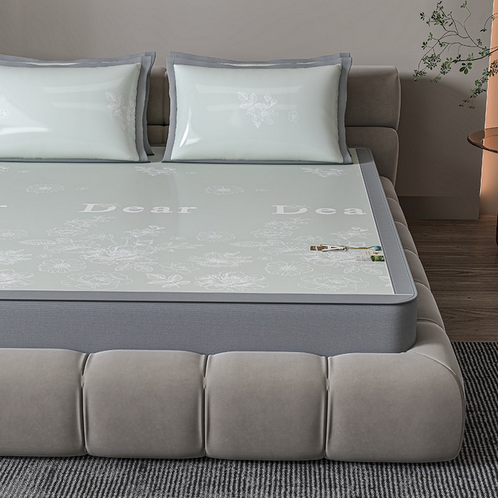 小牛席业 2026新款PE凉感轻奢赫本提花冰丝席凉席席子（床笠款） 抹茶