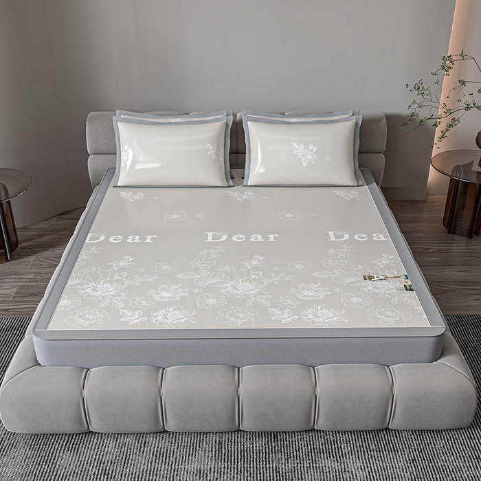 91家纺网 家纺一手货源 找家纺 小牛席业 2026新款PE凉感轻奢赫本提花冰丝席凉席席子（床笠款） 香槟