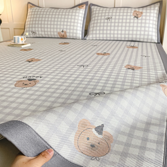 柒月家居 2026新款小清新印花冰藤系列凉席席子-平铺款 格格熊