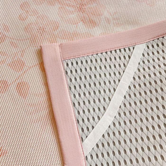 91家纺网 家纺一手货源 找家纺 柒月家居 2026新款小清新印花冰藤系列凉席席子-平铺款 花间-粉