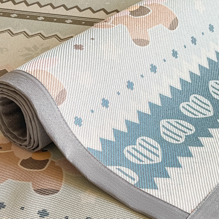 91家纺网 家纺一手货源 找家纺 柒月家居 2026新款小清新印花冰藤系列凉席席子-平铺款 小马织梦