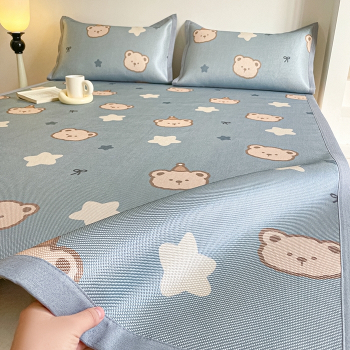 柒月家居 2026新款小清新印花冰藤系列凉席席子-平铺款 星梦小熊