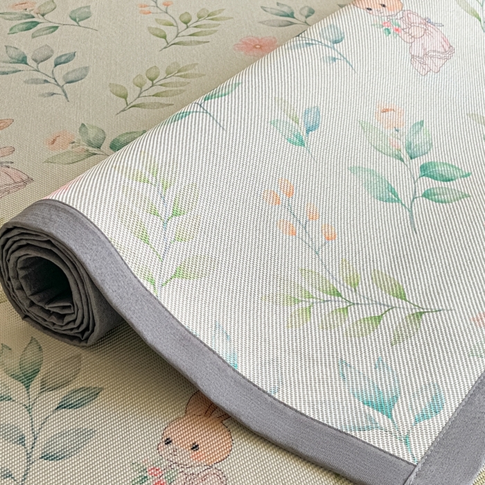 91家纺网 家纺一手货源 找家纺 柒月家居 2026新款小清新印花冰藤系列凉席席子-平铺款 青枝花间