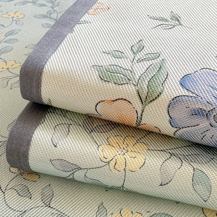 91家纺网 家纺一手货源 找家纺 柒月家居 2026新款小清新印花冰藤系列凉席席子-平铺款 叶子萌宠