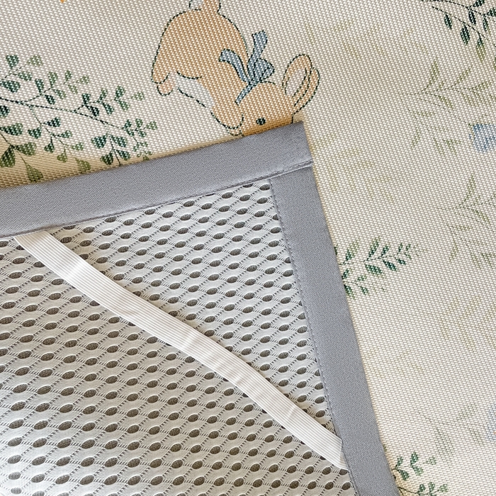 91家纺网 家纺一手货源 找家纺 柒月家居 2026新款小清新印花冰藤系列凉席席子-平铺款 草丛萌兔