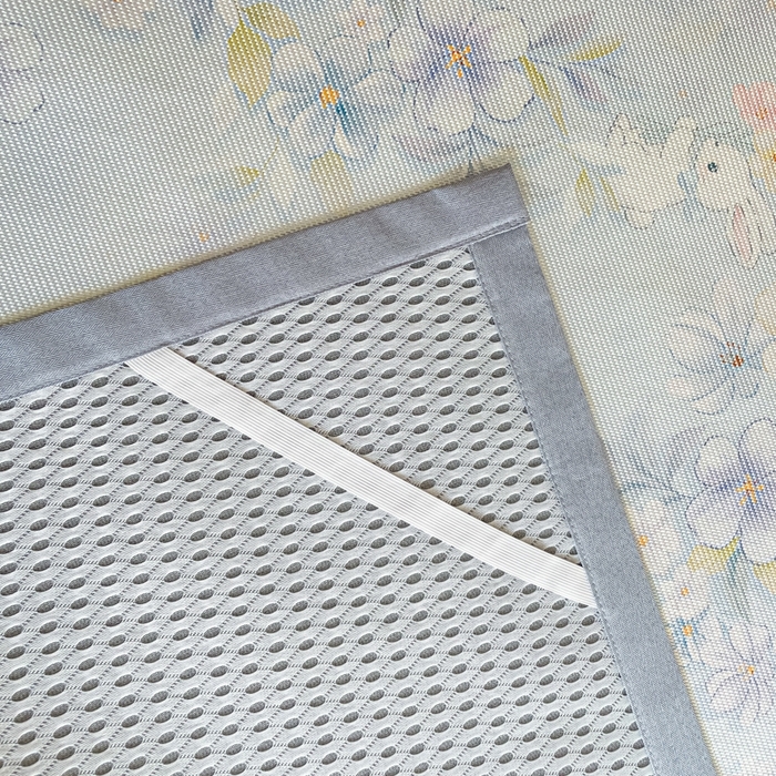 91家纺网 家纺一手货源 找家纺 柒月家居 2026新款小清新印花冰藤系列凉席席子-平铺款 蓝雾花影