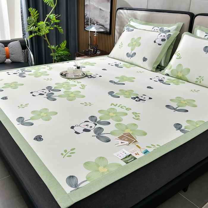 91家纺网 家纺一手货源 找家纺 （总）小牛席业 2026新款加厚款碳光凉感印花冰丝席凉席席子