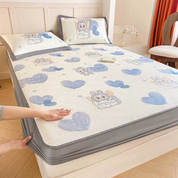 91家纺网 家纺一手货源 找家纺 柒月 2024新款加厚保暖牛奶绒刺绣四件套 爱心咖