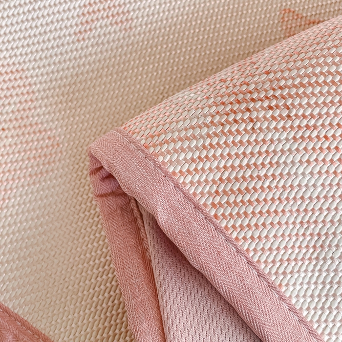 91家纺网 家纺一手货源 找家纺 柒月家居 2026新款小清新印花冰藤凉席席子-床笠款 花间-粉