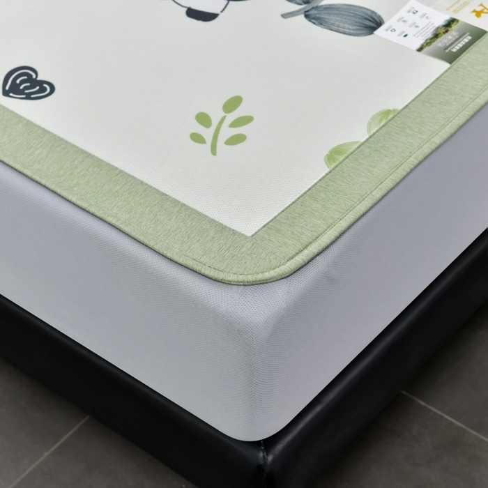 91家纺网 家纺一手货源 找家纺 （总）小牛席业 2026新款加厚款碳光凉感印花冰丝席凉席席子(床笠款）