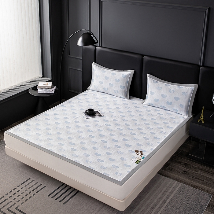 91家纺网 家纺一手货源 找家纺 （总）小牛席业 2026新款爱心凉感冰丝席凉席席子