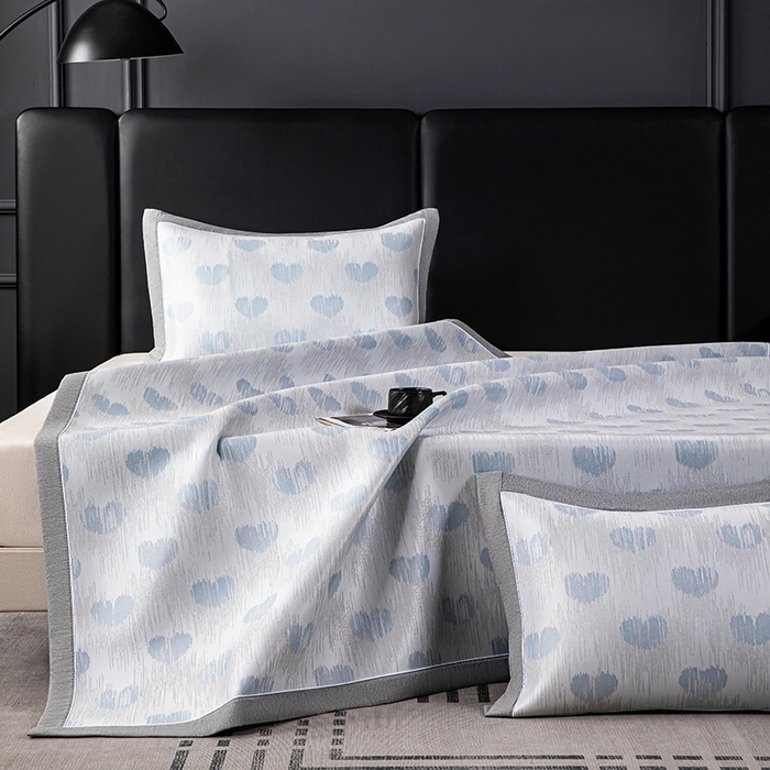 91家纺网 家纺一手货源 找家纺 （总）小牛席业 2026新款爱心凉感冰丝席凉席席子