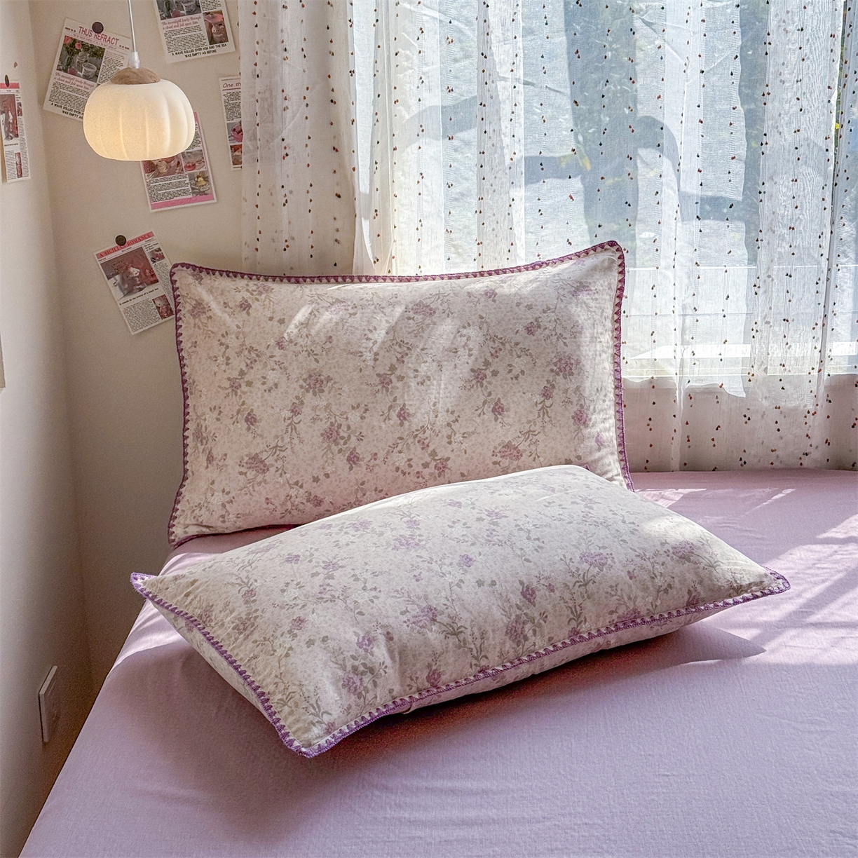 91家纺网 家纺一手货源 找家纺 被窝家纺 2026春夏新款贝壳边全棉双层纱大豆夏凉被空调被夏被四件套 紫罗兰