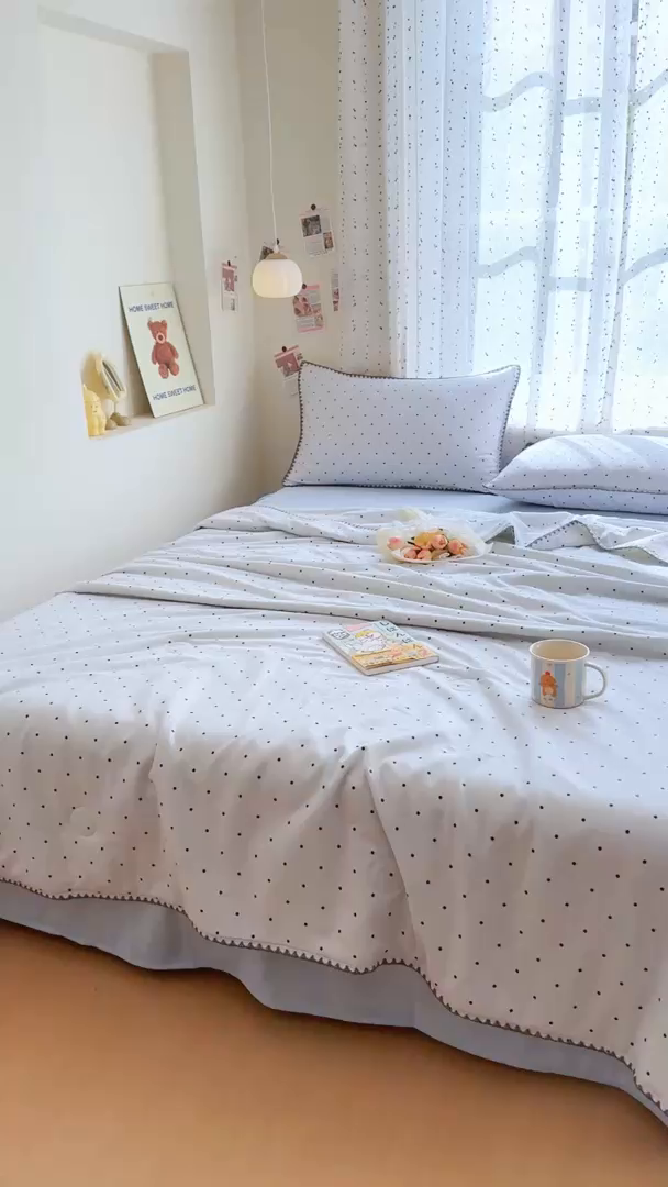 91家纺网 家纺一手货源 找家纺 （总）被窝家纺 2026春夏新款贝壳边全棉双层纱大豆夏凉被空调被夏被四件套