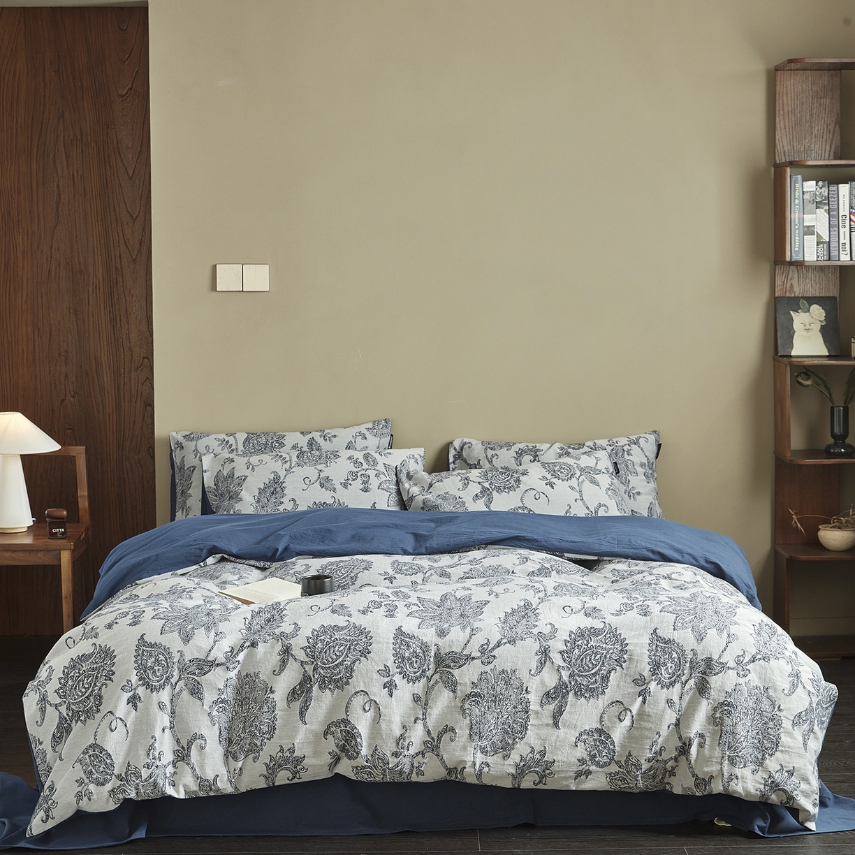 91家纺网 家纺一手货源 找家纺 （总）沐珩家纺 2026新款40s精梳厚织水洗提花厚织提花麻感水洗全棉四件套（风格一）