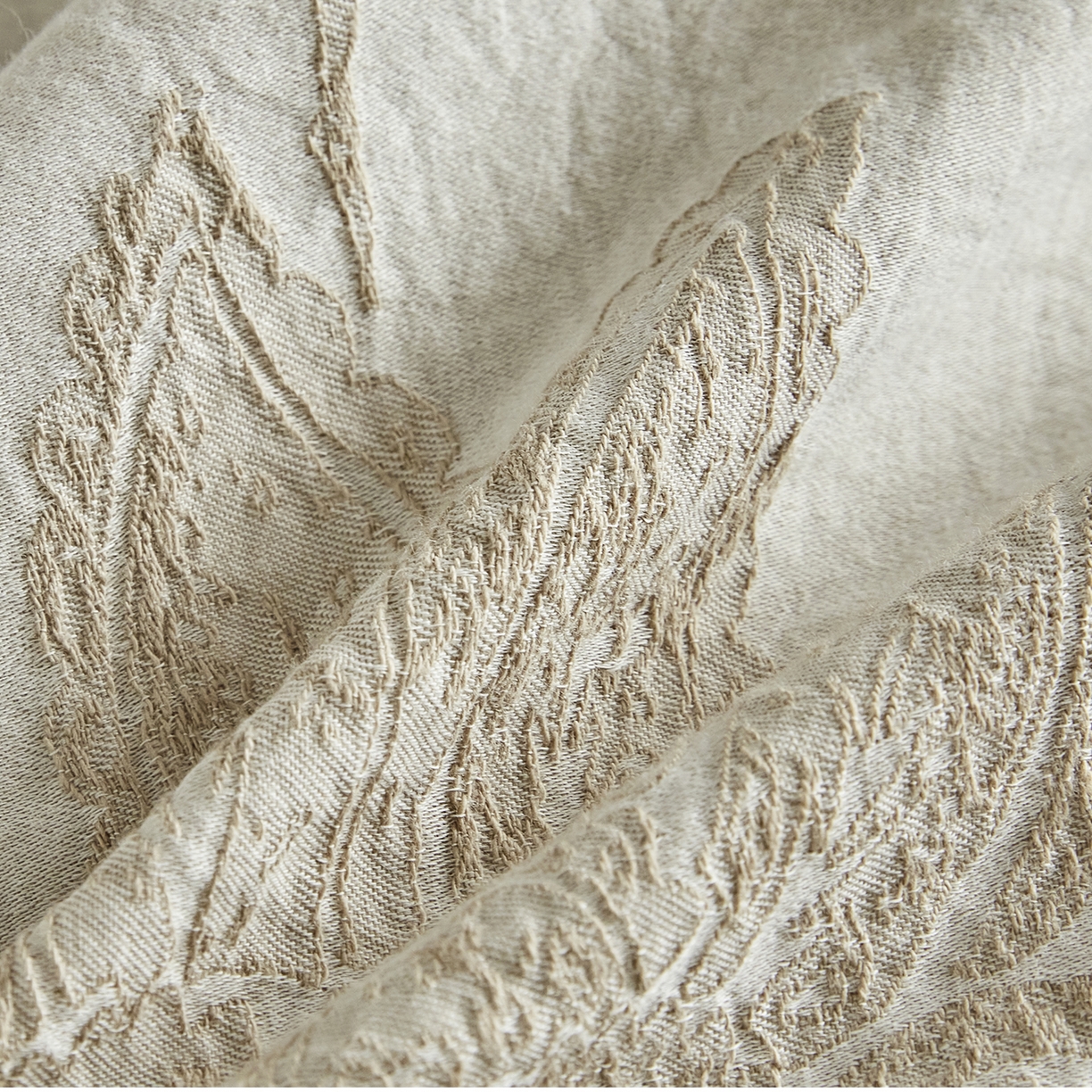 91家纺网 家纺一手货源 找家纺 沐珩家纺 2026新款40s精梳厚织水洗提花厚织提花麻感水洗全棉四件套（风格一） 奈予-驼麻