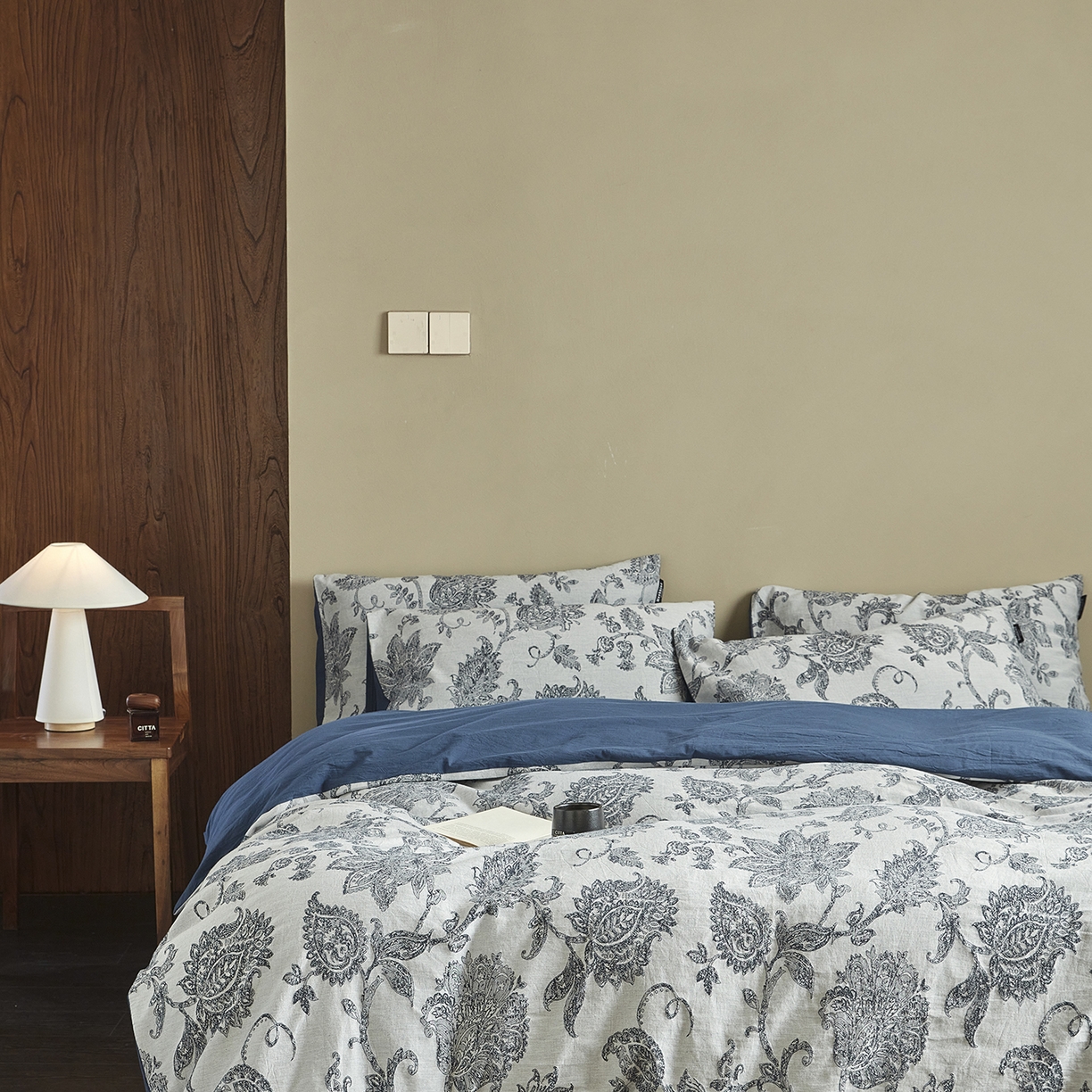 91家纺网 家纺一手货源 找家纺 沐珩家纺 2026新款40s精梳厚织水洗提花厚织提花麻感水洗全棉四件套（风格一） 奈予-藏麻