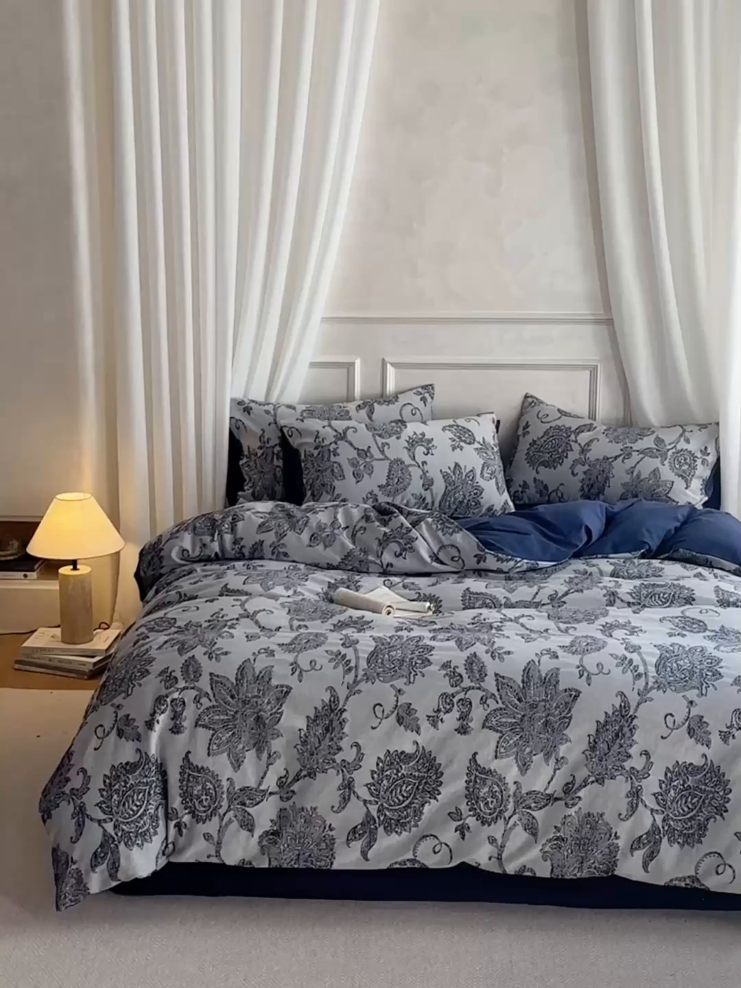 91家纺网 家纺一手货源 找家纺 沐珩家纺 2026新款40s精梳厚织提花麻感水洗全棉四件套（风格二） 奈予-藏麻