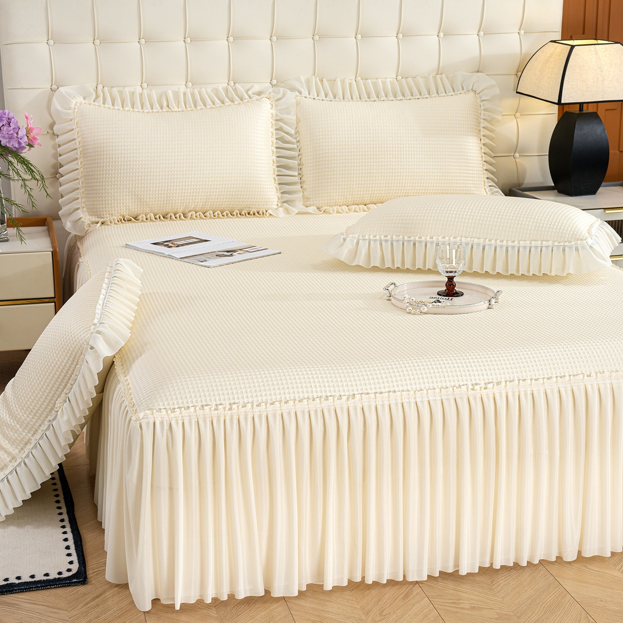 91家纺网 家纺一手货源 找家纺 （总）欣宜家纺 2026新款PE乙纶凉感冰豆豆凉席席子三件套