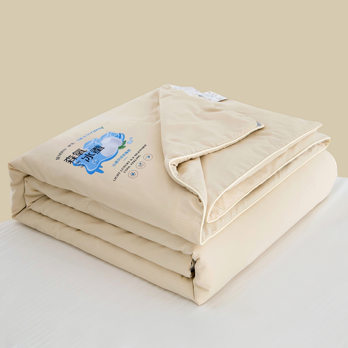欣宜家纺 2026春夏新款冰氧桑蚕丝空调被夏凉被学生被蚕蛹蛋白被子被芯外贸跨境夏凉被空调被 奶油黄