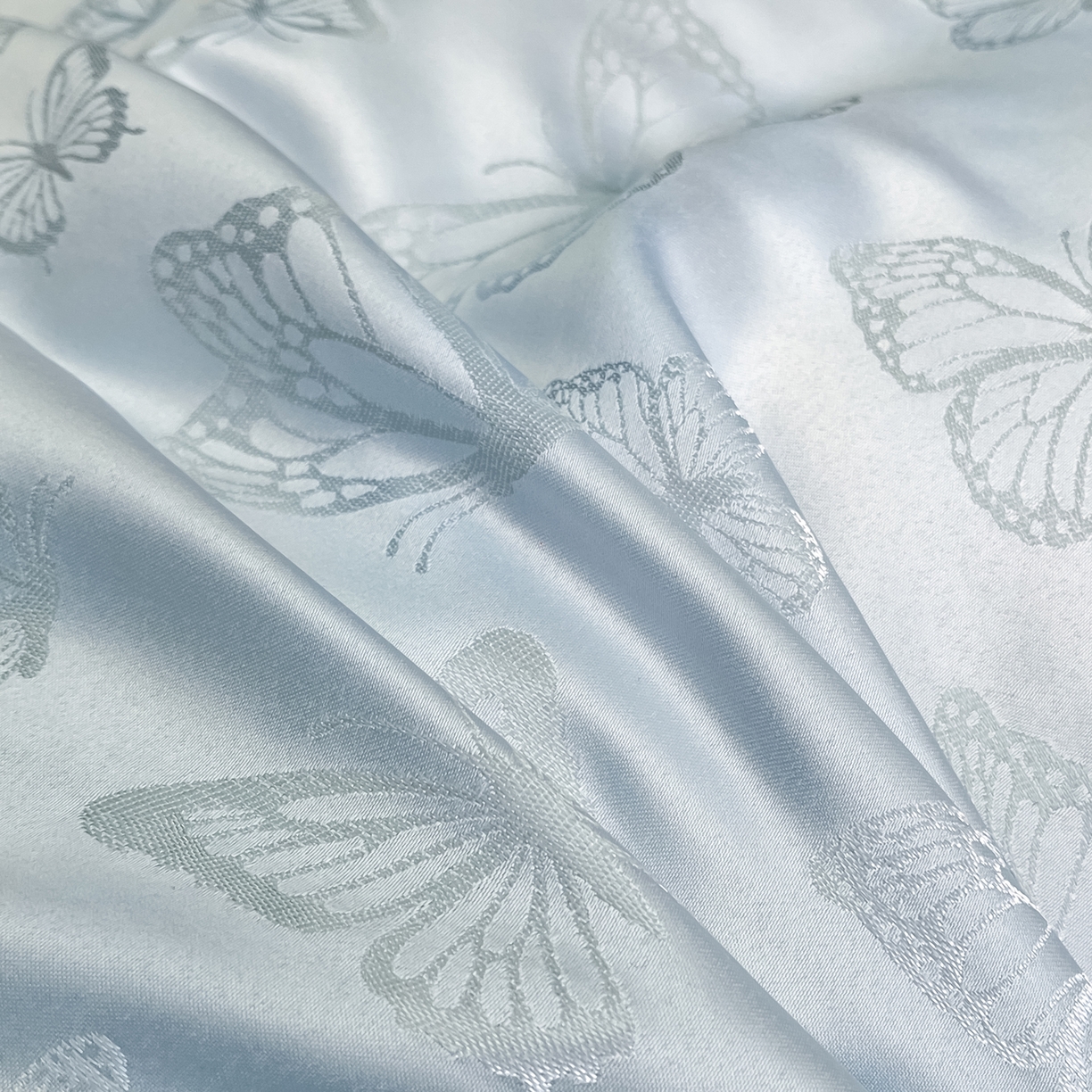 91家纺网 家纺一手货源 找家纺 澳梵家居 2026新款冰丝提花水洗真丝四件套-蝶梦系列 蝶梦-梦蓝