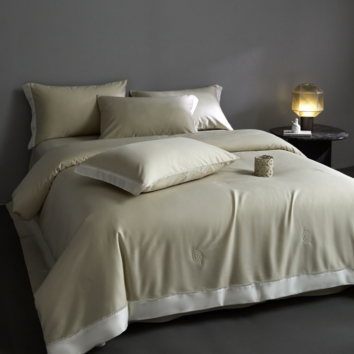 91家纺网 家纺一手货源 找家纺 （总）金奇达家纺 2026新款茧养软夹心蚕丝四件套-丝颜悦色（单夏被全网控价不低于228元 标准号全网控价（折后券后）不低于299元 单夏被会员-40元 四件套会员-30）