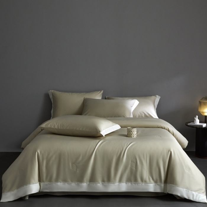 91家纺网 家纺一手货源 找家纺 金奇达家纺 2026新款茧养软夹心蚕丝四件套-丝颜悦色（标准号全网控价（折后券后）不低于299元 单夏被会员-40元 四件套会员-30） 丝颜悦色-薄荷绿