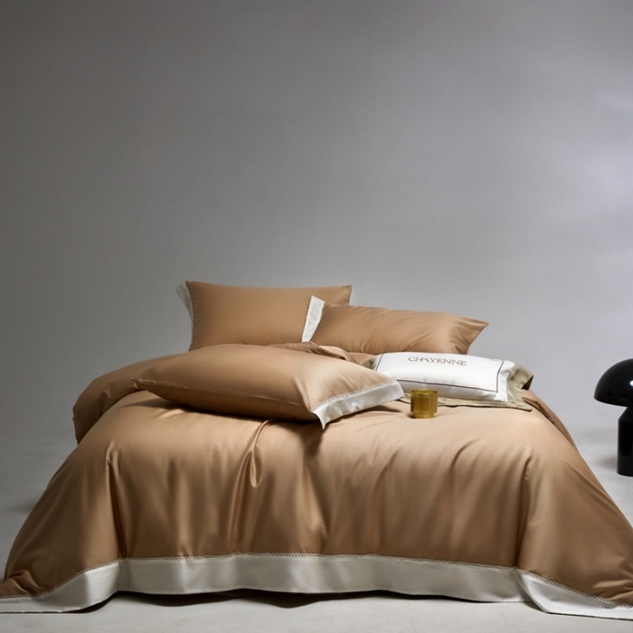 91家纺网 家纺一手货源 找家纺 金奇达家纺 2026新款茧养软夹心蚕丝四件套-丝颜悦色（标准号全网控价（折后券后）不低于299元 单夏被会员-40元 四件套会员-30） 丝颜悦色-香槟金