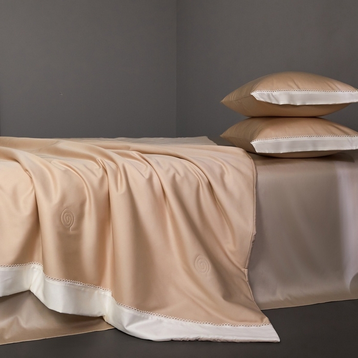 91家纺网 家纺一手货源 找家纺 金奇达家纺 2026新款茧养软夹心蚕丝四件套-丝颜悦色（标准号全网控价（折后券后）不低于299元 单夏被会员-40元 四件套会员-30） 丝颜悦色-肉桂沙茶