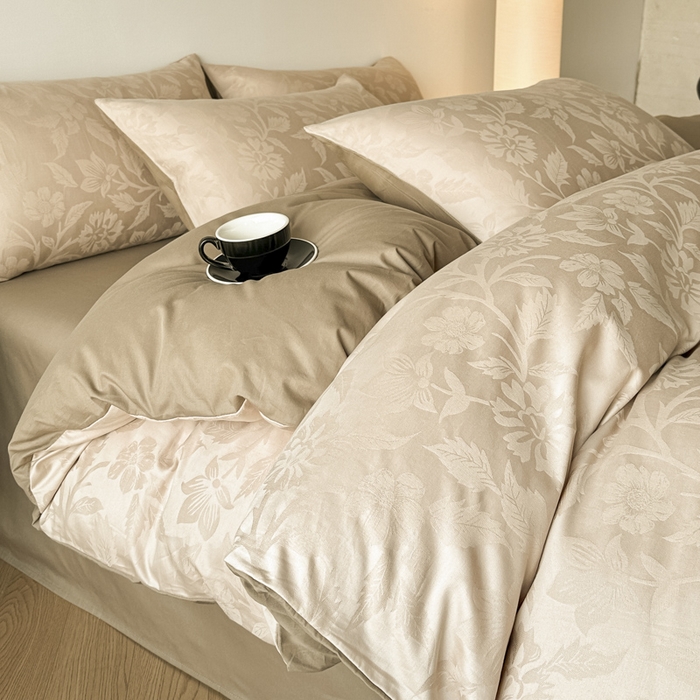 91家纺网 家纺一手货源 找家纺 （总）琪格格纺织 2026新款纯棉全棉60s贡缎轻奢大提花四件套