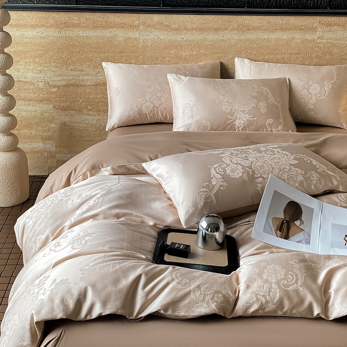 91家纺网 家纺一手货源 找家纺 （总）琪格格纺织 2026新款纯棉全棉60s贡缎轻奢大提花四件套