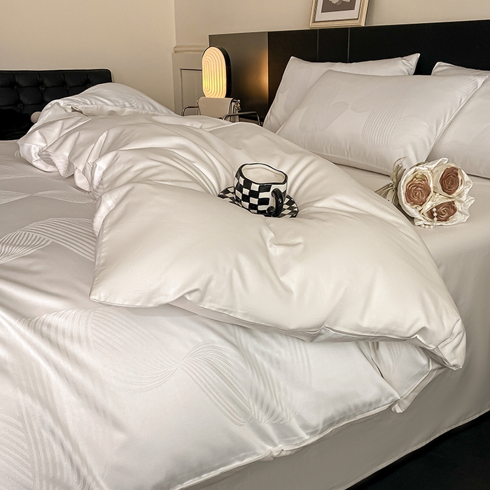 91家纺网 家纺一手货源 找家纺 琪格格纺织 2026新款纯棉全棉60s贡缎轻奢大提花四件套 纯棉贡缎 苏乡本白