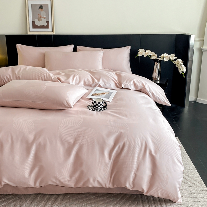 91家纺网 家纺一手货源 找家纺 琪格格纺织 2026新款纯棉全棉60s贡缎轻奢大提花四件套 纯棉贡缎 苏乡香芋紫