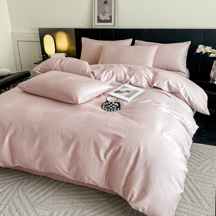 91家纺网 家纺一手货源 找家纺 琪格格纺织 2026新款纯棉全棉60s贡缎轻奢大提花四件套 纯棉贡缎 苏乡香芋紫