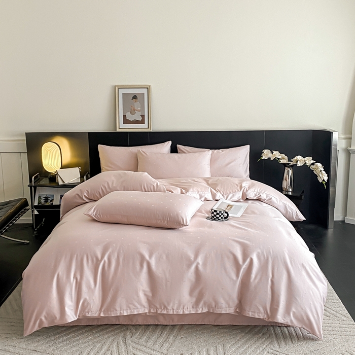 91家纺网 家纺一手货源 找家纺 琪格格纺织 2026新款纯棉全棉60s贡缎轻奢大提花四件套 纯棉贡缎提花 小爱心香芋紫