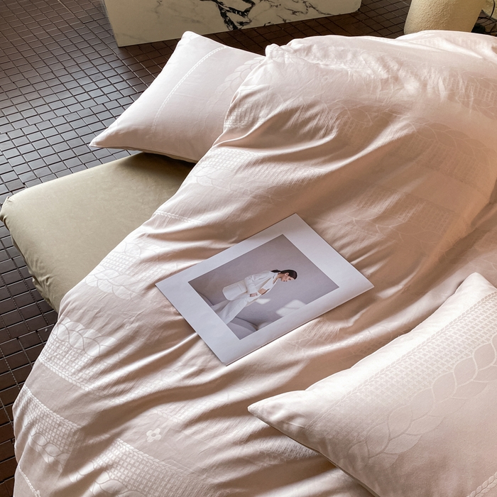 91家纺网 家纺一手货源 找家纺 琪格格纺织 2026新款纯棉全棉60s贡缎轻奢大提花四件套 纯棉贡缎 麦穗咖