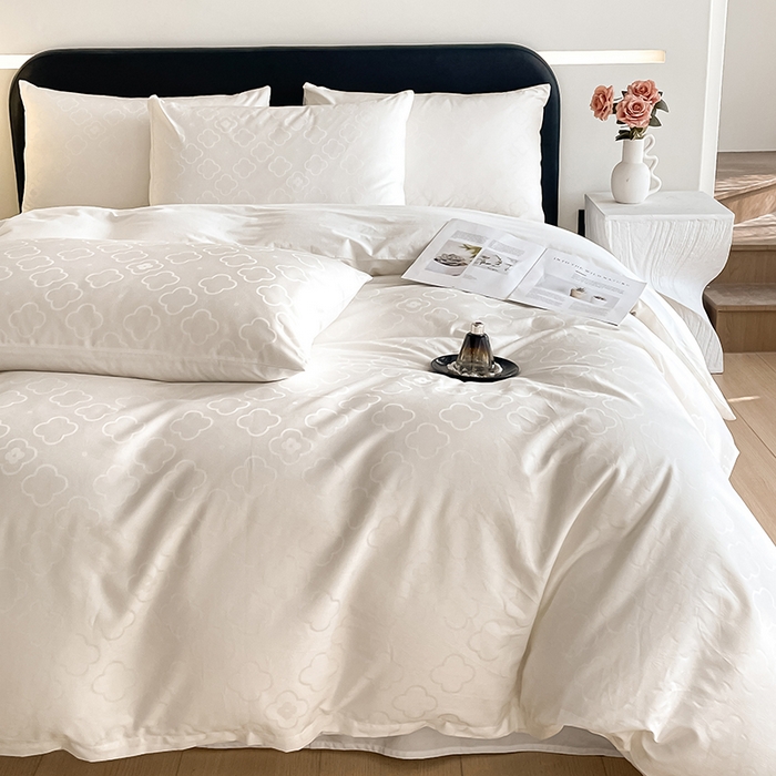 91家纺网 家纺一手货源 找家纺 琪格格纺织 2026新款纯棉全棉60s贡缎轻奢大提花四件套 纯棉贡缎 薇妮莎白